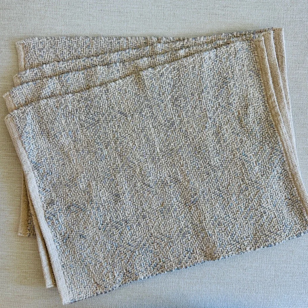 West Elm Metallic Woven Placemats Set of 4 Beige Silver 14x19